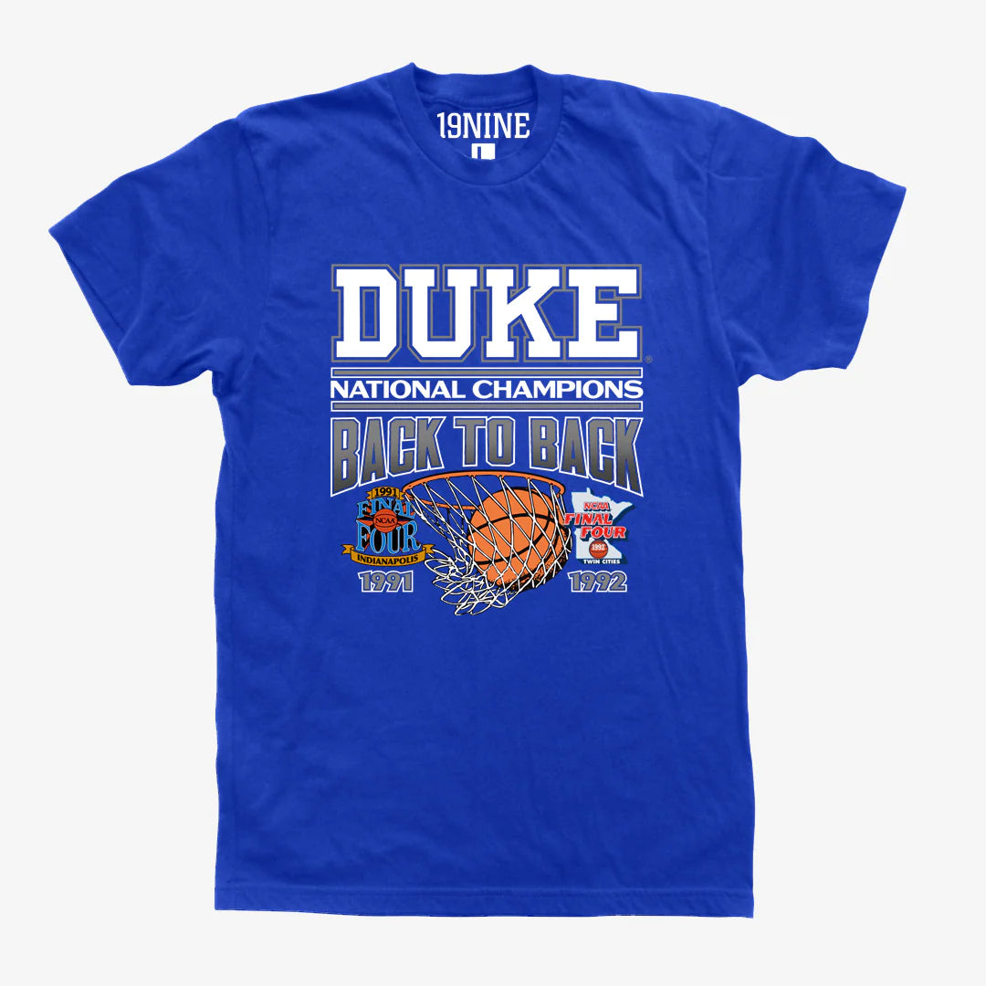 Duke Blue Devils Back to Back 91-92 Tshirt