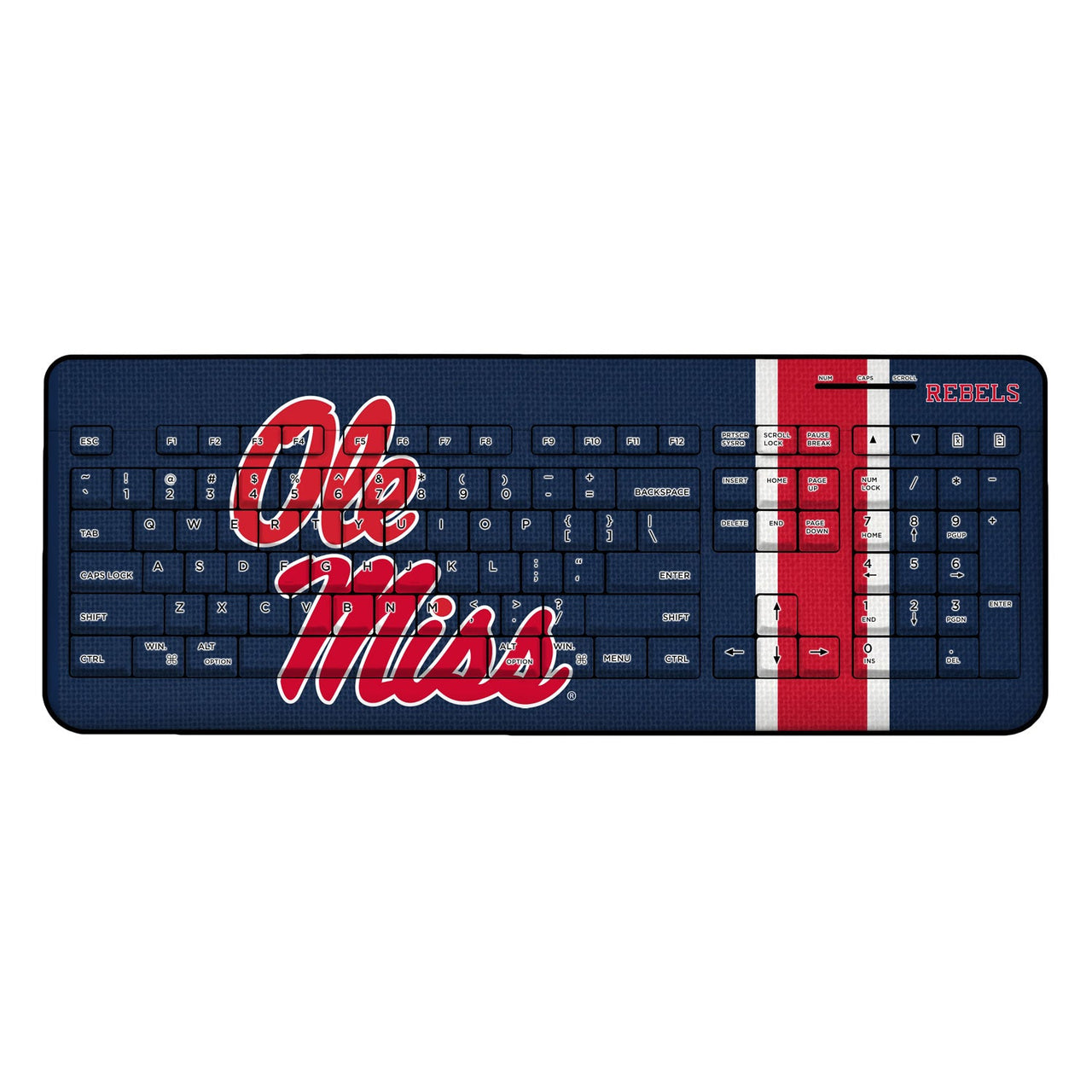 Mississippi Ole Miss Rebels Stripe Wireless USB Keyboard-0