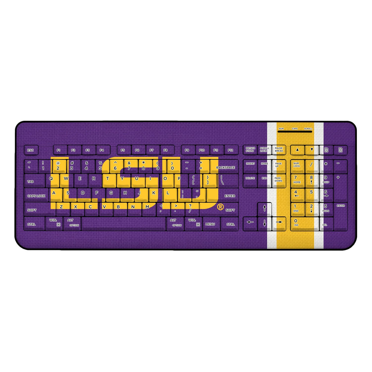 Louisiana State University Tigers Stripe Wireless USB Keyboard-0