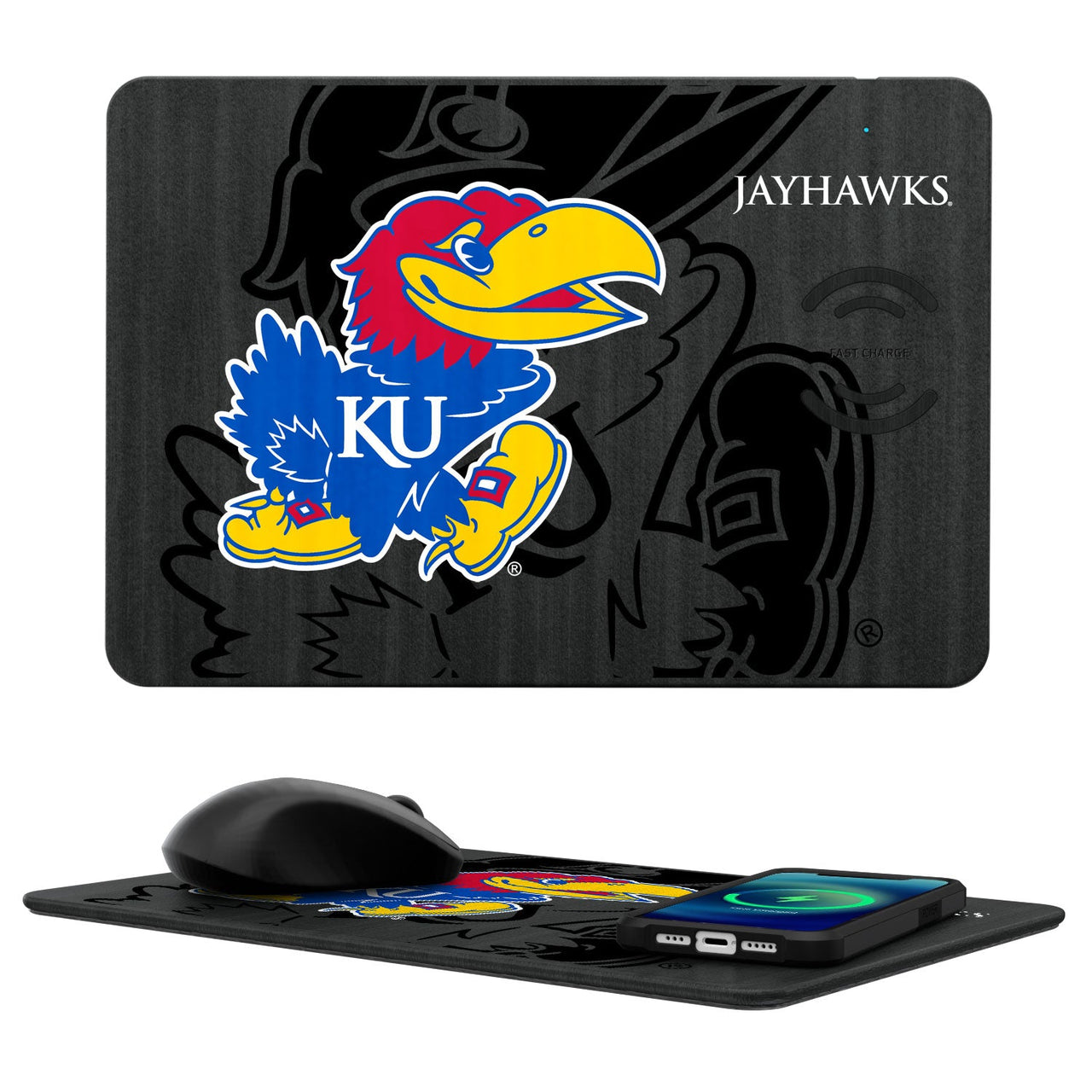 Kansas Jayhawks Tilt 15-Watt Wireless Charger and Mouse Pad-0