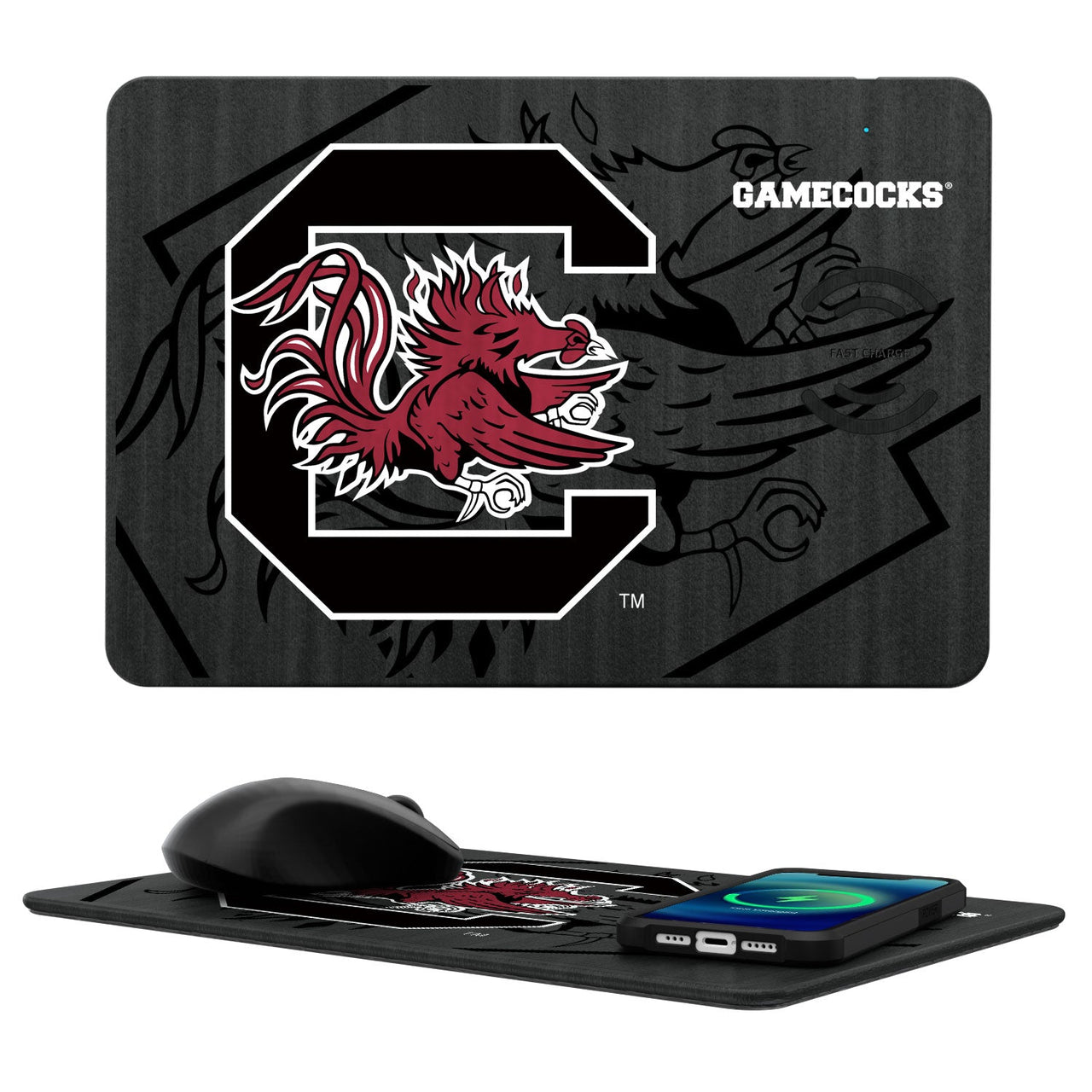South Carolina Fighting Gamecocks Tilt 15-Watt Wireless Charger and Mouse Pad-0