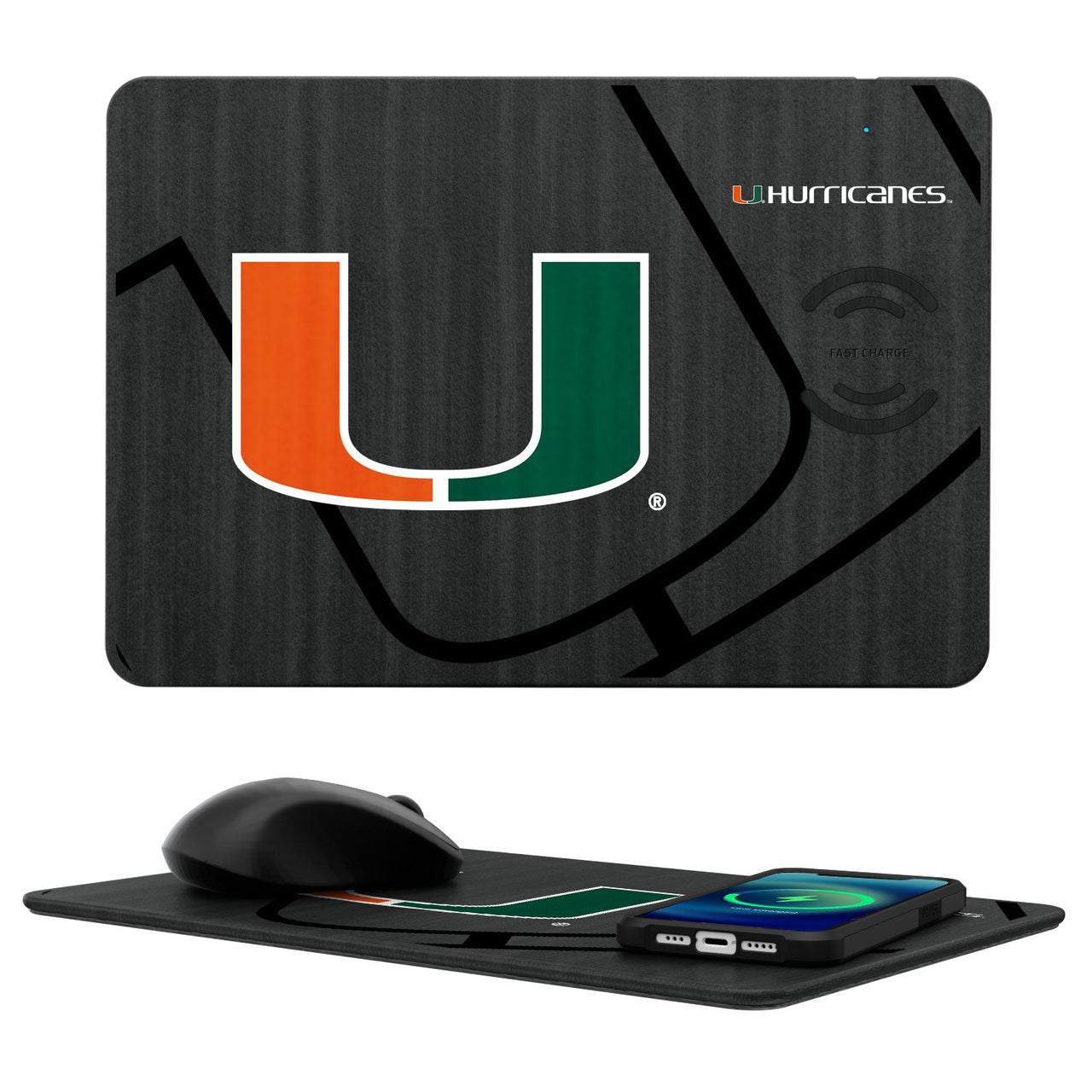 Miami Hurricanes Tilt 15-Watt Wireless Charger and Mouse Pad-0