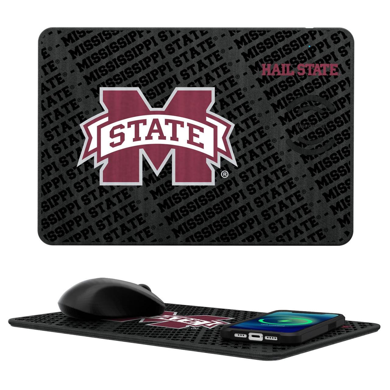 Mississippi State Bulldogs Tilt 15-Watt Wireless Charger and Mouse Pad-0