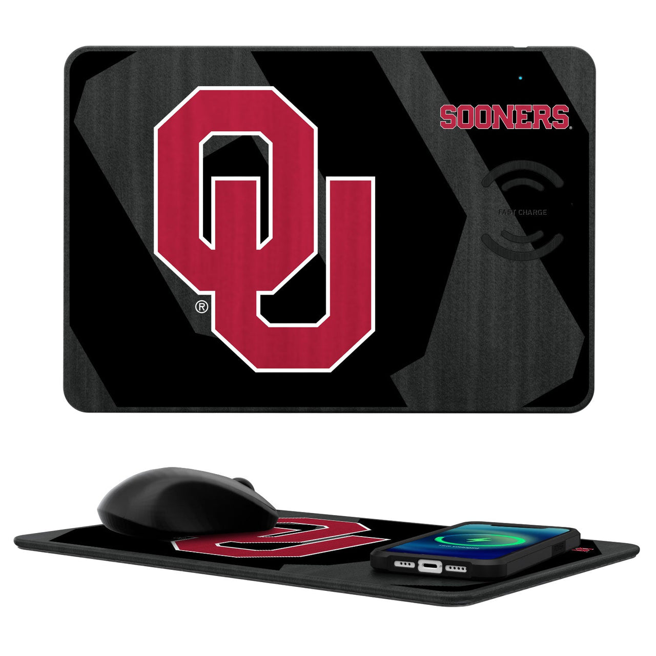 Oklahoma Sooners Tilt 15-Watt Wireless Charger and Mouse Pad-0