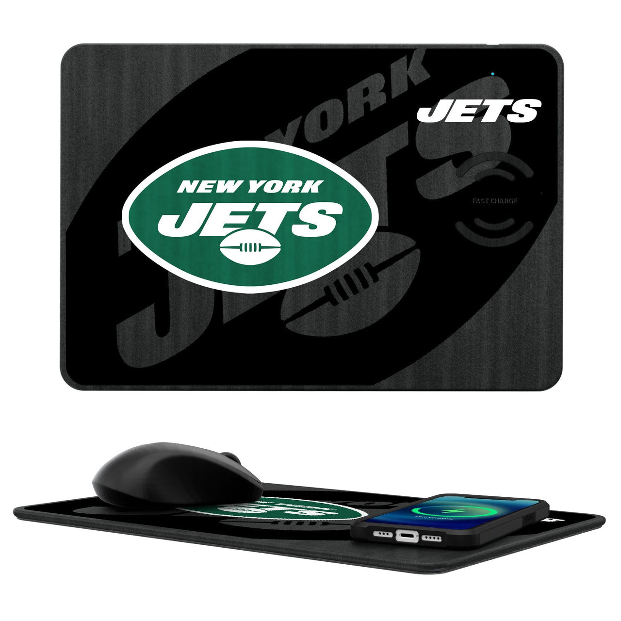New York Jets Tilt 15-Watt Wireless Charger and Mouse Pad-0