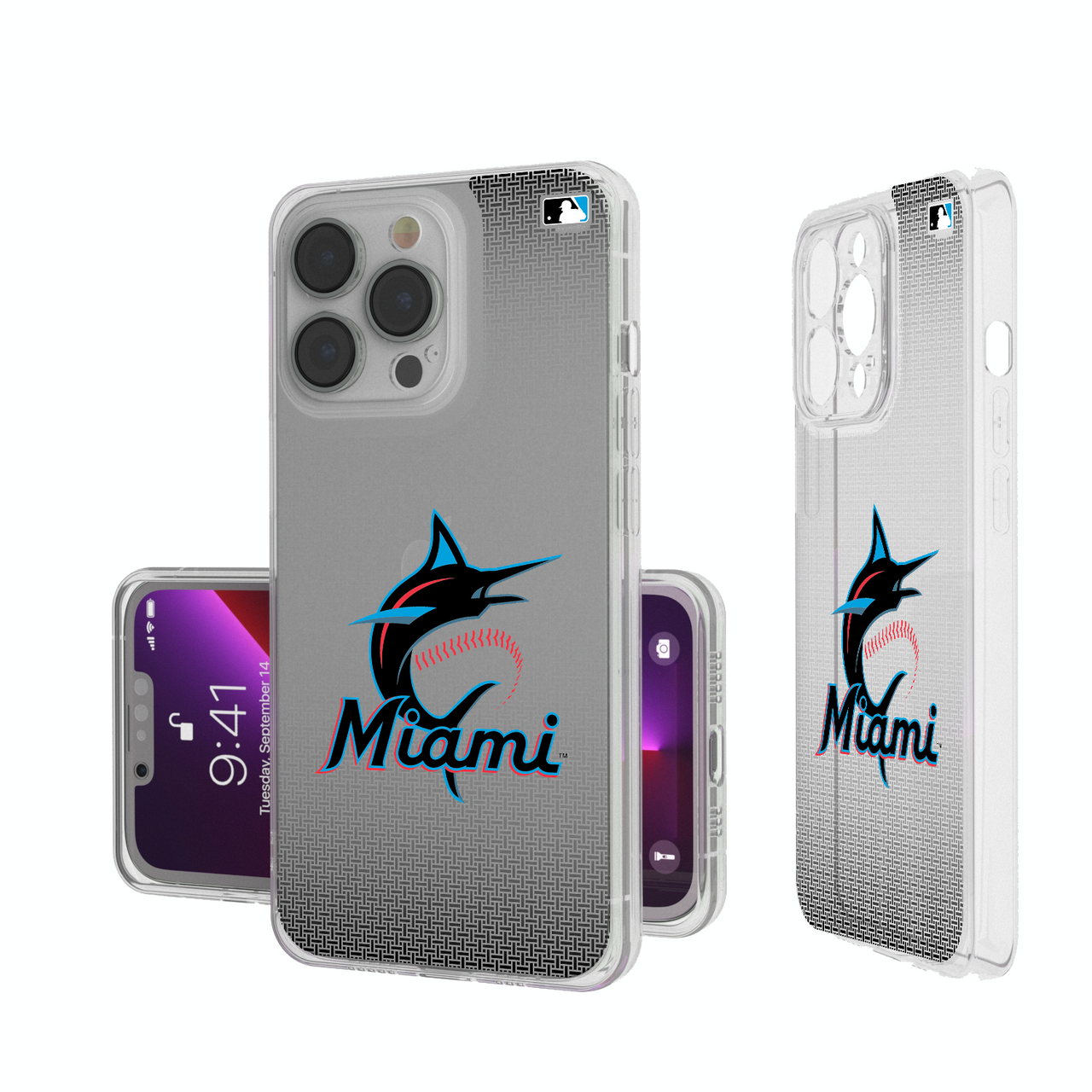 Miami Marlins Linen Clear Phone Case-0